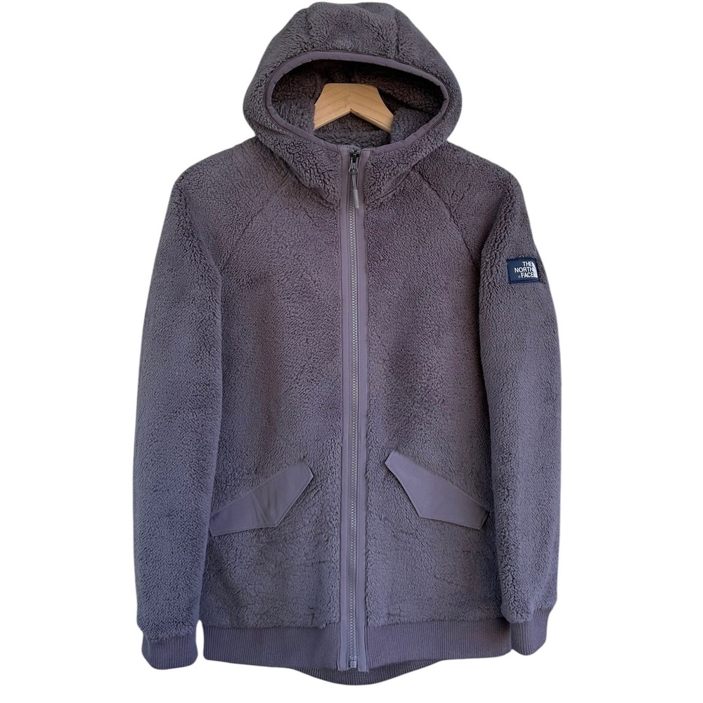 The North Face Womens Campshire Fleece Hooded Bomber Jacket Rabbit Grey Small